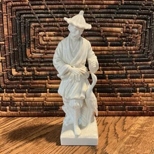 Fritz & Floyd Blanc De Chine Asian Chinese Figurine Man w Crane Egret Vtg 8.5”
