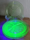 ANCHOR HOCKING BALLERINA CAMEO GREEN URANIUM GLASS 10.5” GRILL PLATES SET OF 4