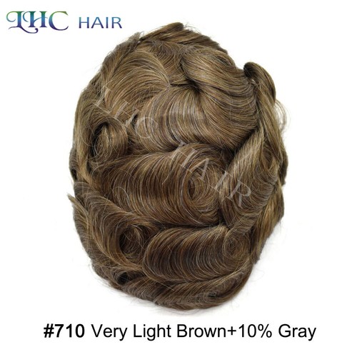 Mens Toupee Human Hair Replacement System Full French Lace Hairpiece For Men Wig - Picture 62 of 76