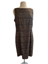 AB Studio Womens 14 Midi Sheath Sleeveless Career Dress Cheetah Animal Print NWT