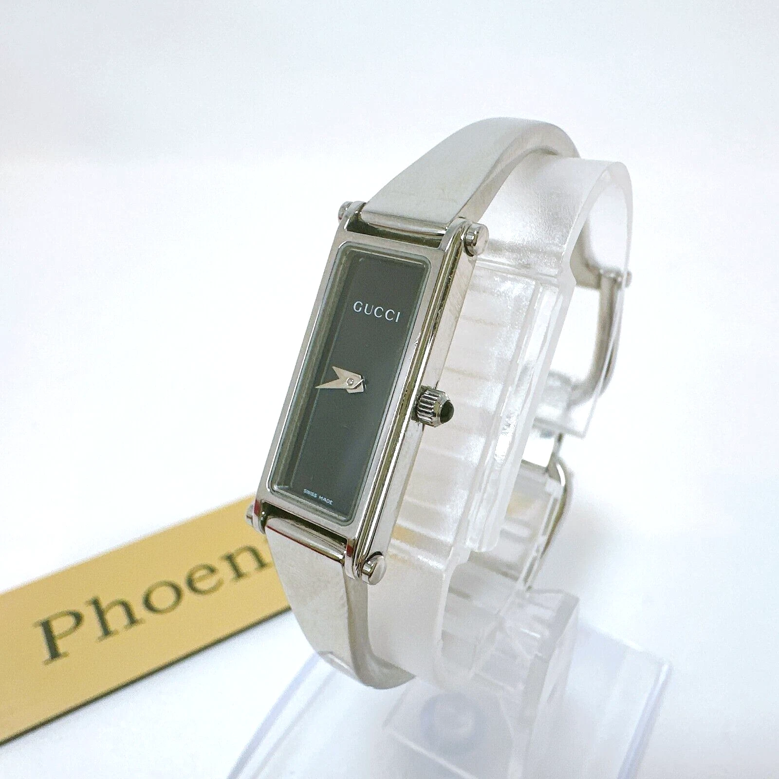 [Ottimo] Orologio GUCCI 1500L Donna Bracciale Quarzo Quadrante Nero Argento