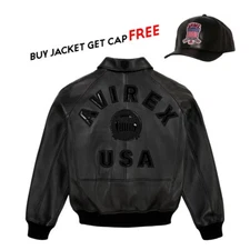 Men's Avirex Real Leather Bomber Jacket American Flight Leather Jacket