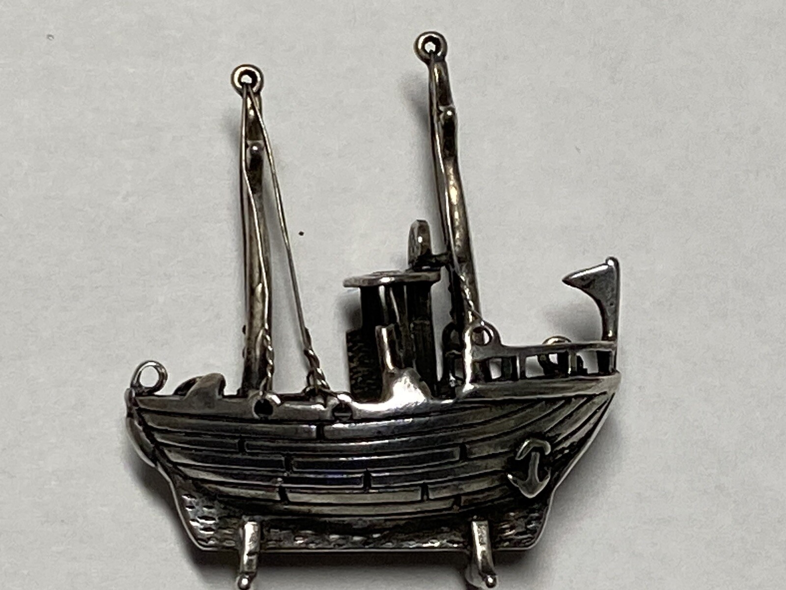 Boat Tug Boat Miniature #230 925 Sterling Silver 1”5 L  1”8 Inches H