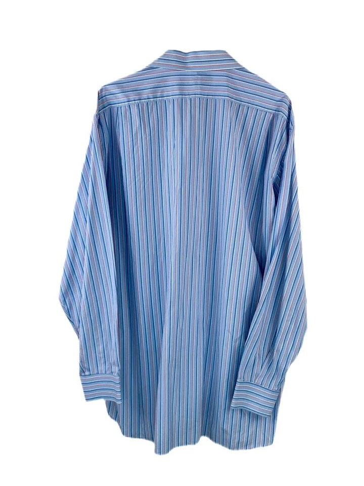 Camisa Burberry London Neiman Marcus 16,5 L Grande Para Hombre Rayas Azul Blanco Rosa Foto 4 de 4