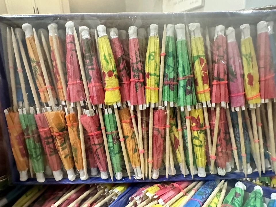 КОРОБКА Ассортимент Зонтик Зонтик 4" Коктейль Еда Медиаторы Тропический Луау 3456 CT - Изображение 2 из 4