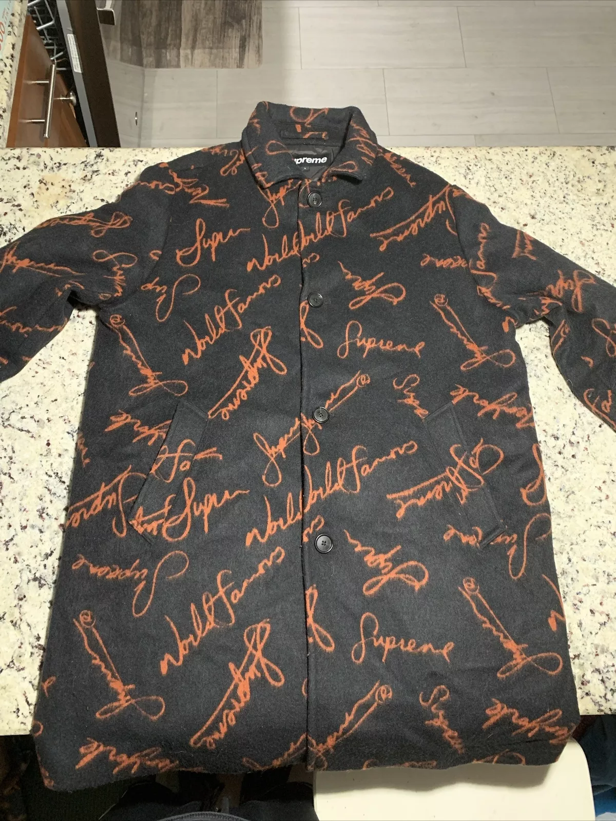 Manteau en laine Supreme Script Logos taille L