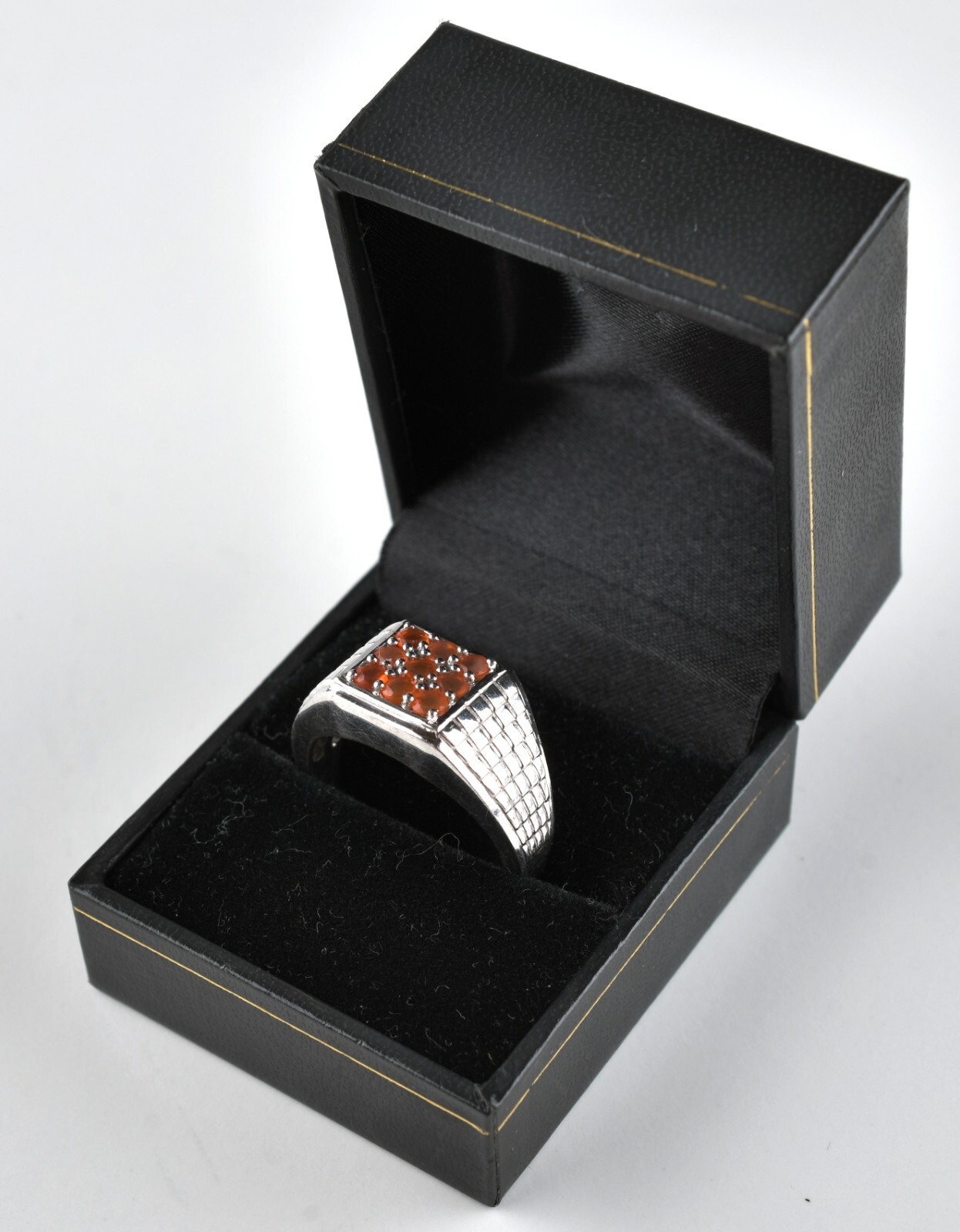 Sterling Silver Trillion Cut Lab Ruby Red Stone R… - image 3