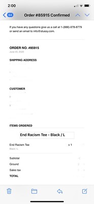 Stussy End Racism Tee Black New Unworn 