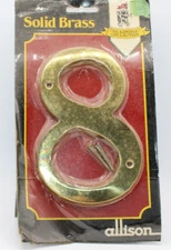 Allison Solid Brass House Number 8-EIGHT NOS 6" KINGSLEY COLLECTION NIP