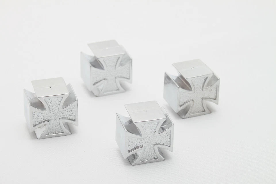 4x Eisernes Kreuz Ventilkappen IRON CROSS Ventilkappe Farbe: Silbern Chrom  Auto - Bild 4 von 4