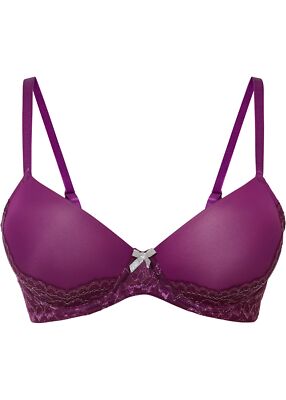 Schalen-BH mit Bügel Gr. 100 Cup D Veilchenlila Silber Damen-Bra Unterwäsche Neu