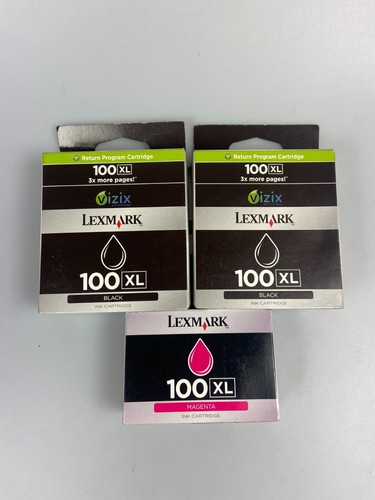 2er PACK! Original Lexmark 100XL Schwarz Tintenpatronen 14N1068E *GRATIS MAGENTA*