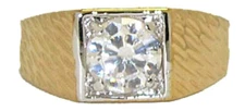 Mens CZ Yellow White Gold Ring Square US made manly Size 7 8 9 12 13 NEW