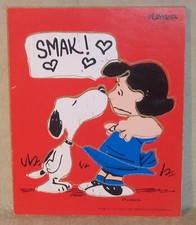 Vintage 1958 Peanuts Snoopy Lucy SMAK 11 pc Wood Puzzle Playskool SOLID Red BG