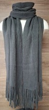 Women's Unisex Oversized Knit Ribbed Fringe Chunky Scarf Soft 88  X15  Gray