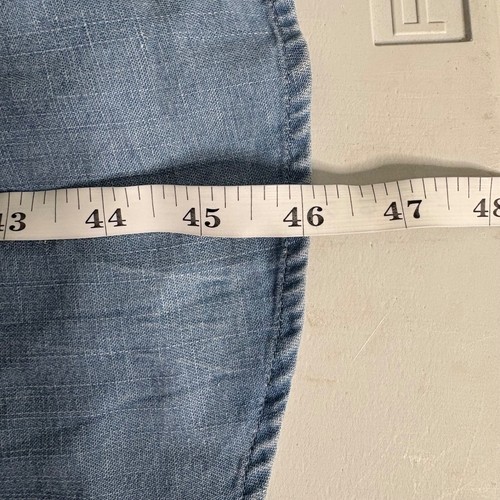 LOFT Dress Women Size 8 Petite Blue Soft Linen Denim Short Long Sleeve - Picture 11 of 11