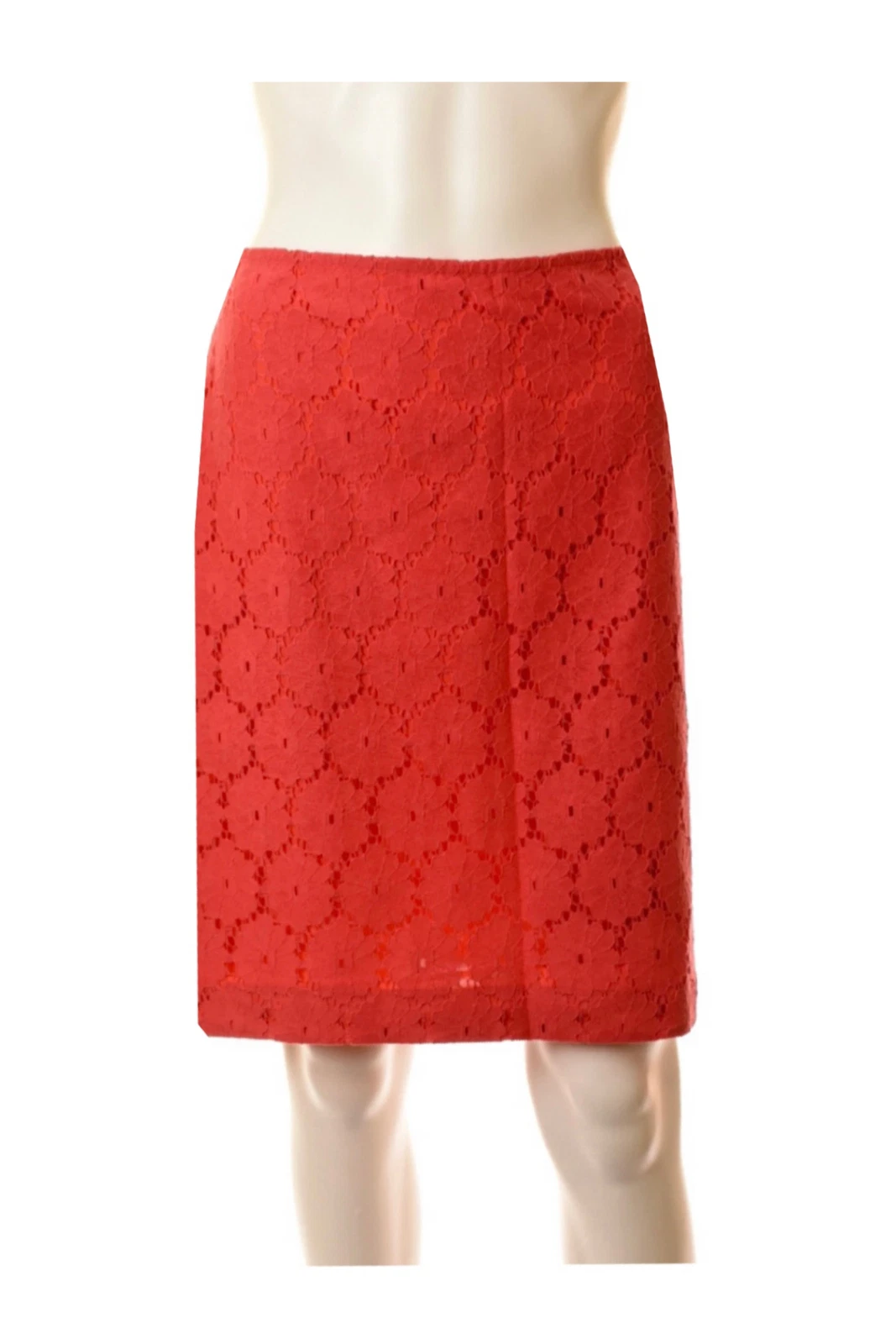 ANN TAYLOR coral pink floral lace cotton blend skirt Sz 4