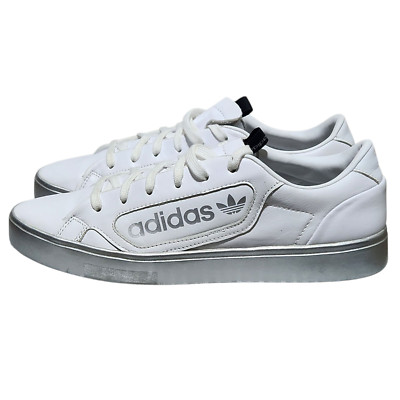 Adidas Sleek Women's 9 White Leather Sneakers Low Top Retro Tennis EG7748