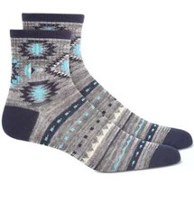 Men's Gray Geometric Sun  Stone Recycled Fiber Quarter Socks, Shoe Size 7-12