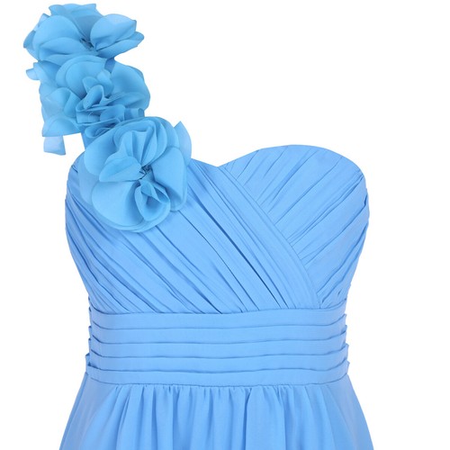UK Girls Maxi Dress Wedding Party Bridesmaid Dress One Shoulder Formal Ball Gown - Picture 40 of 88