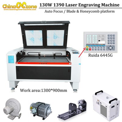 CO2 Laser Engraving 130W 1300*900mm Laser Cutting Machine Ruida 6445G Lightburn