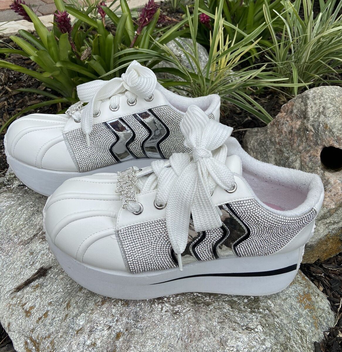 Dollskill BRATZ Iridescent Rhinestone Platform Sneaker White Dollskill BRATZ Iridescent Rhinestone Platform Sneaker White