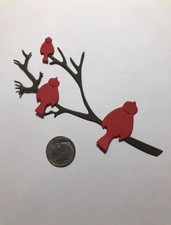 Cardinals on a Branch Die Cuts Paper Pieces Winter