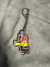 Pikachu Anime Rubber Keychain Charm Pink Hair Cosplay Fan Art 2.5  