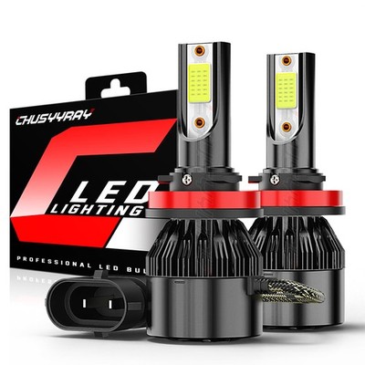 2X H11 LED Headlight Super Bright Bulbs Kit 6000K HI-LOW BEAM Ultra White Lamps