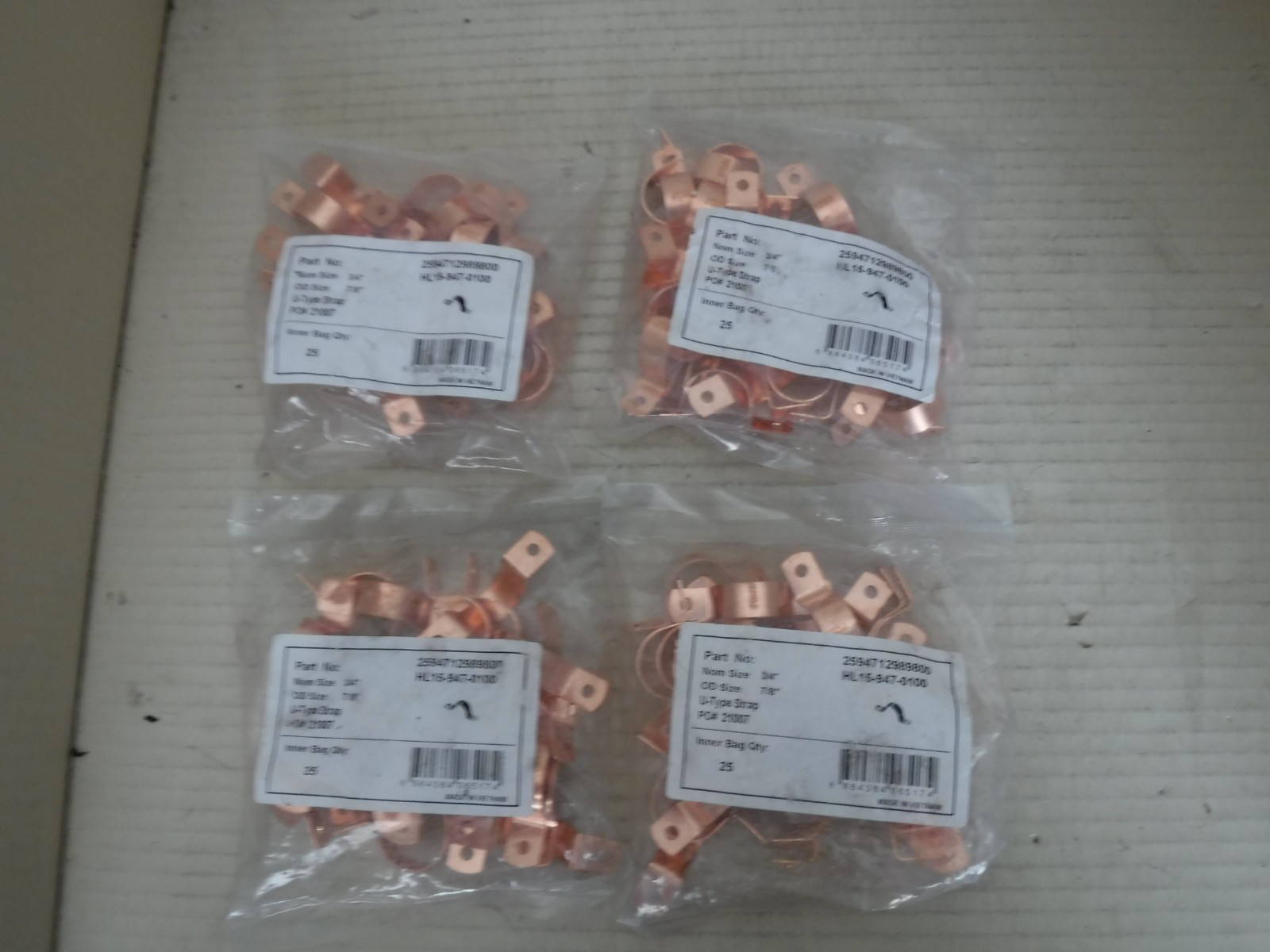 (LOT OF 100) 3/4" (OD 7/8")TWO HOLE COPPER FITTING PIPE TUBE STRAP  PLUMBING