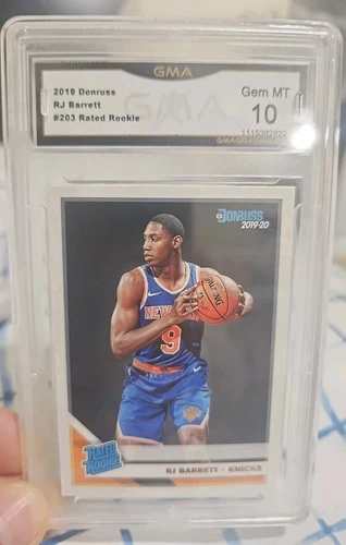 2019-20 DONRUSS #203 RJ BARRETT RATED ROOKIE RC NEW YORK KNICKS  GMA 10 GRADING