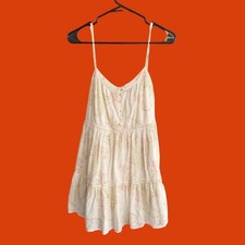Urban Outfitters Paisley Tiered Mini Dress Cream Green Large Boho Indie Sleeaze