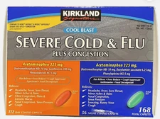 Kirkland Signature Severe Cold & Flu Multi-Symptom Caplets, 168 Caplets