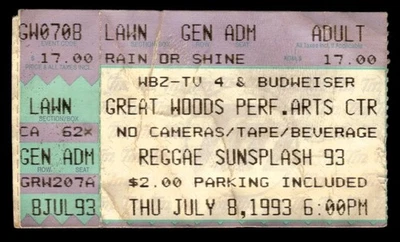 Reggae Sunsplash 1993 Jul 8 Ticket Stub Mansfield MA Great Woods Center *TS105 - Image 1 of 2
