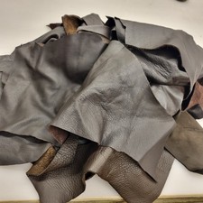 Mixed Box Of Genuine Dark Brown Leather 1KG Offcuts Job lot Leather Craft