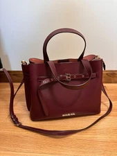 Michael Kors Emilia satchel, 100% pebbled leather, beautiful dark moh