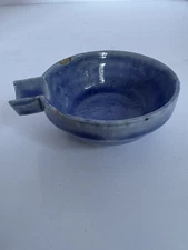 Vintage Blue Stoneware Ashtray Small Pottery Ash Tray - Collectible