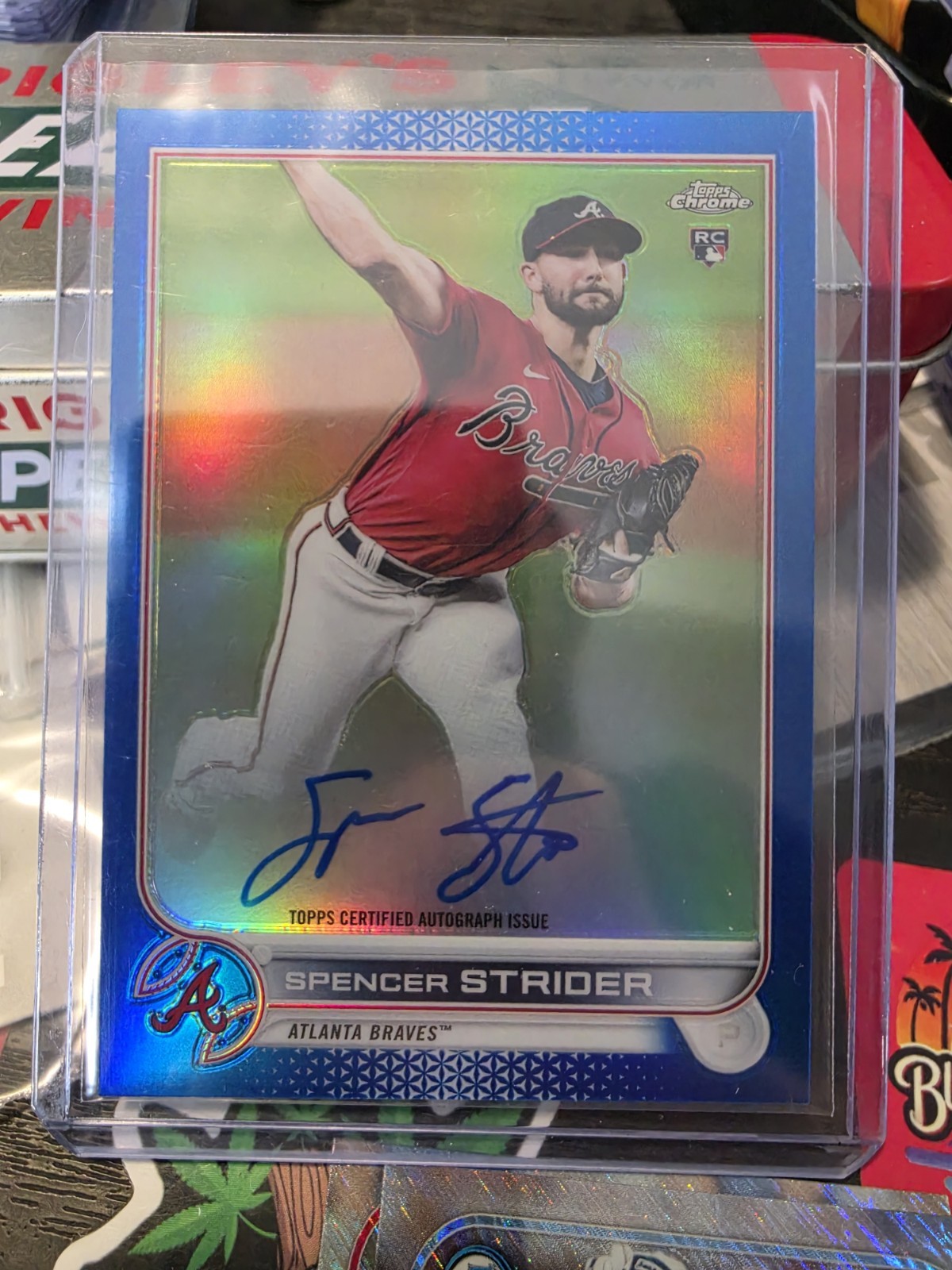 2022 Topps Chrome - Rookie Autographs Spencer Strider #RA-SS Blue Refractor /150