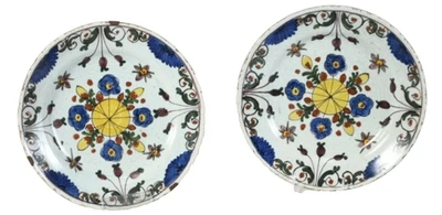 2 Süddeutsche Fayence-Teller | 18.Jh | polychrom | Ø23cm | Wand-Montur - Bild 1 von 4