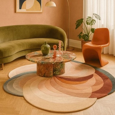 Luxury Hand Tufted 100% Wool Rug Vibrant Multi Color Leaf Design Modern Artisan