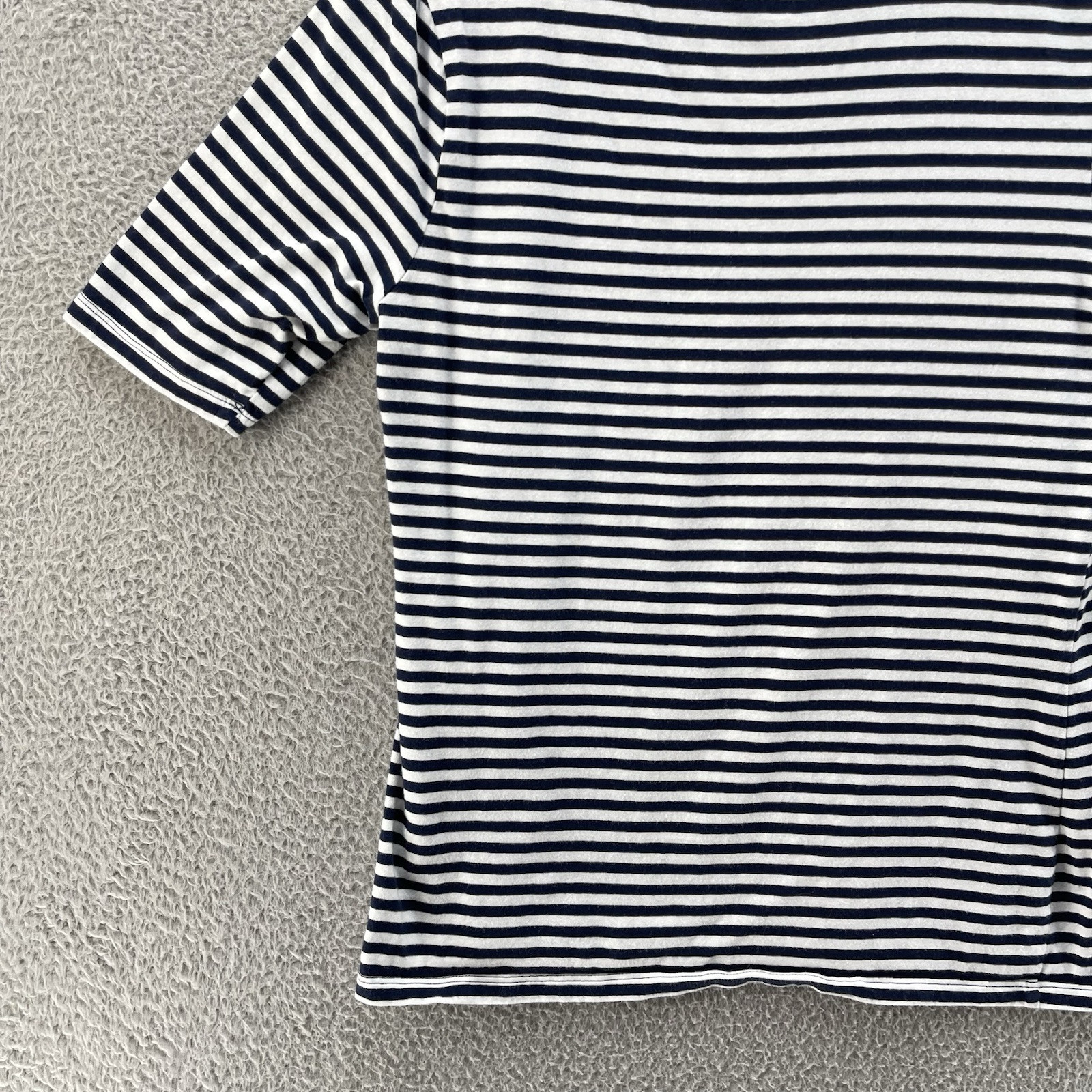 Gap Top Women Medium White Blue Striped Stretch Extensible Essential Comfort