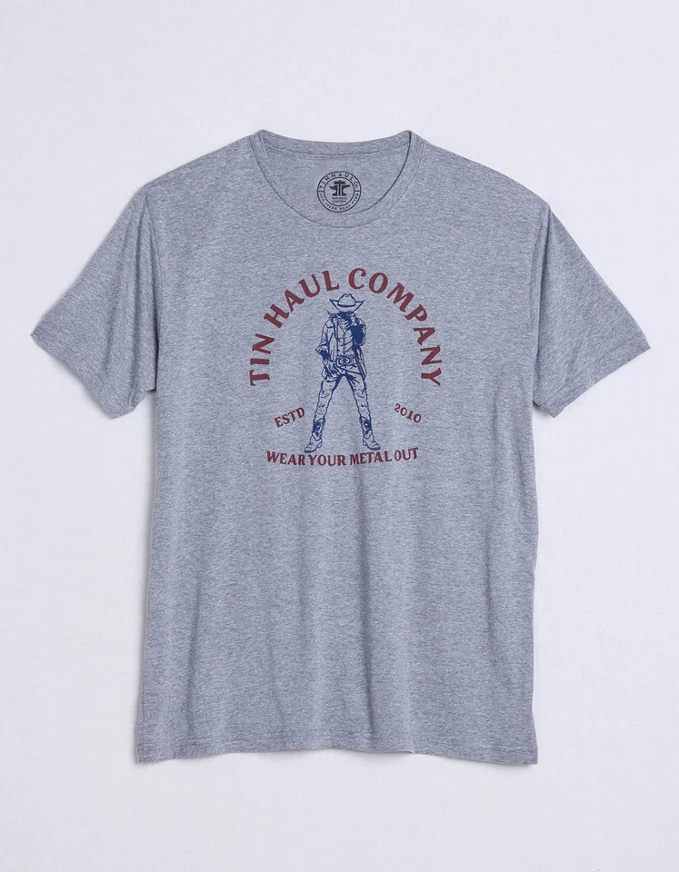 Camiseta Tin Haul Unisex Vaquero Hebilla Gris Poliéster/Algodón S/S Foto 2 de 2