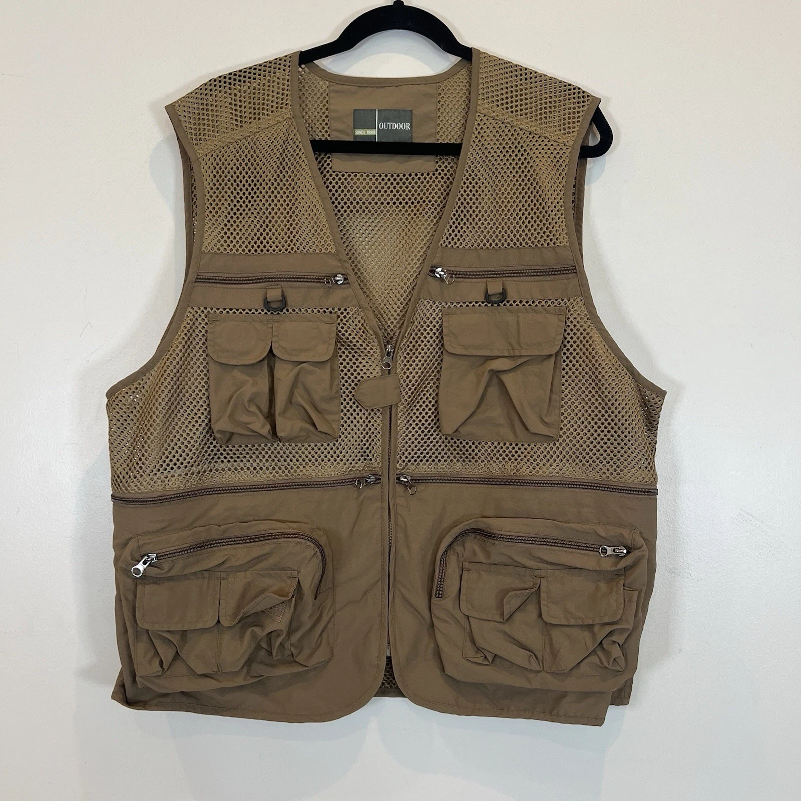 Outdoor Utility Zip Vest Mesh Fishing Multi Pocket Photo Hunting Hiking XL