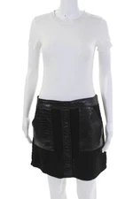 Christian Lacroix Womens Leather Patchwork Button Accented Skirt Black Size 10