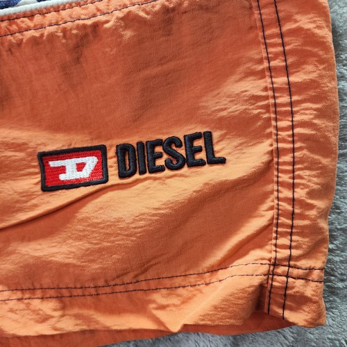 Diesel Men’s Orange & Navy Floral-Panel Swim Trunks Boardshorts – Size F - Picture 3 of 10