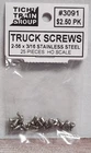 Tichy Train 3091 Stainless Steel Truck Screws HO Freight Cars Self-Tapping 2-56
