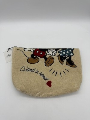 Tokyo Disney Bon Voyage Mickey & Minnie Hand in Hand Zipper Pouch NWT