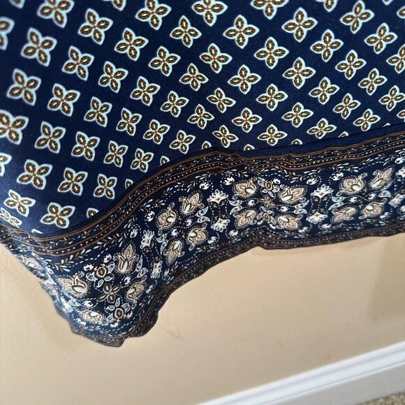 Lands End Dress Floral Midi Cotton 3/4 Sleeve Mixed Print Knit Size L 14-16 - Image 4 of 4