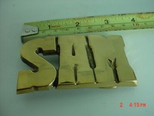 Solid Brass Name SAM Belt Buckle Vintage