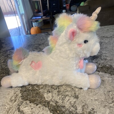FAO Schwarz Unicorn Plush Light Up Rainbow Color Changing Stuffed Animal 16 